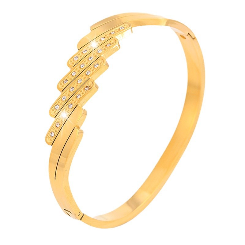 Brazalete de acero de titanio japonés y coreano variado estilo de pareja de diamantes irregulares personalidad simple diseño brazalete mujer no decoloración joyas