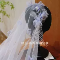 Новое свадебное платье Ruomei Bridal с ручной вышивкой бисером, голубое кружевное пеленное свадебное платье для путешествий и фотосессий, розовый головной убор.