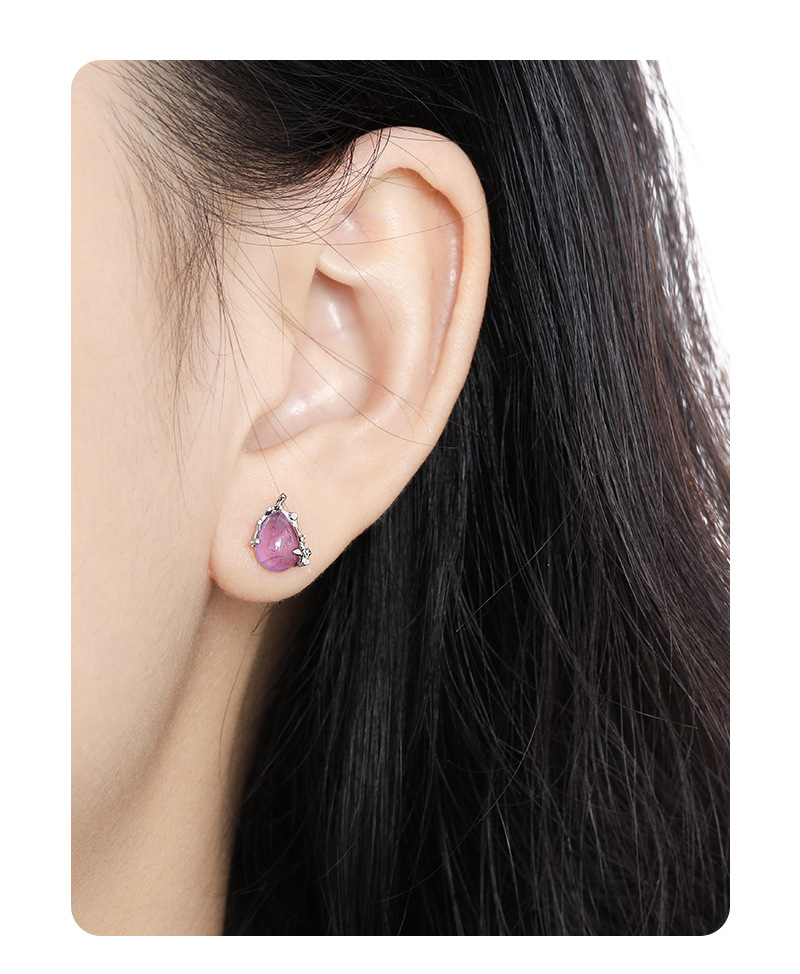 1 Pair Simple Style Classic Style Water Droplets Inlay Sterling Silver Crystal Ear Studs display picture 1