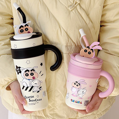 クレヨンしんちゃん大容量かわいいストロー直飲両用保温カップ女子オフィス氷覇コップ