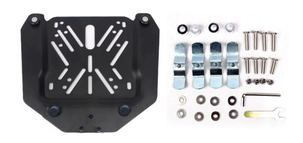 Baúl trasero de motocicleta de aleación de aluminio al por mayor de fábrica, baúl trasero de PP/ABS con baúl plano trasero con relieve en X
