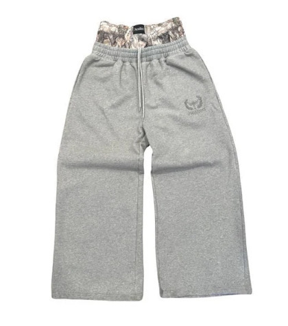 Europa y los Estados Unidos Cross-border retro callejera hip-hop zapatos bordados doble cintura cabeza de diseño sensación falsa dos pantalones casuales sueltos image 7