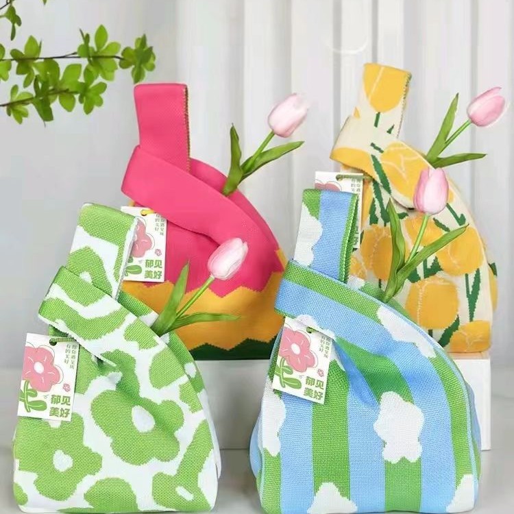 宝宝生日伴手礼编织包针织礼品袋儿童周岁宴手提袋针织包时尚休闲