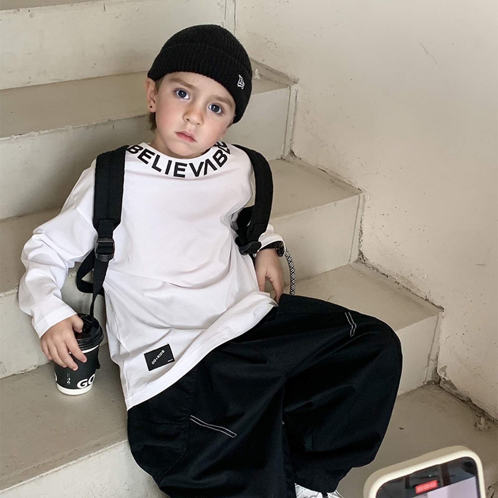 Camiseta de manga corta de cuello redondo de los niños Camiseta de manga corta de algodón de verano de los niños impresión tridimensional superior