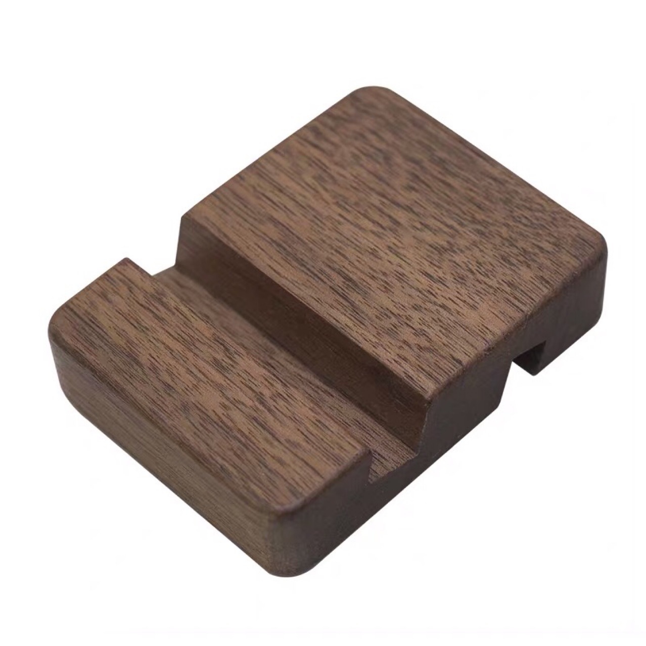 Custom logo making mobile phone wooden bracket identification card display solid wooden frame black walnut beech wood mobile phone base