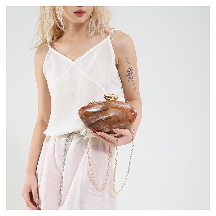 2025 nueva bolsa de cena de lujo transfronteriza bolsa de moda de fiesta acrílica bolsa de mano bolsa de boda oval