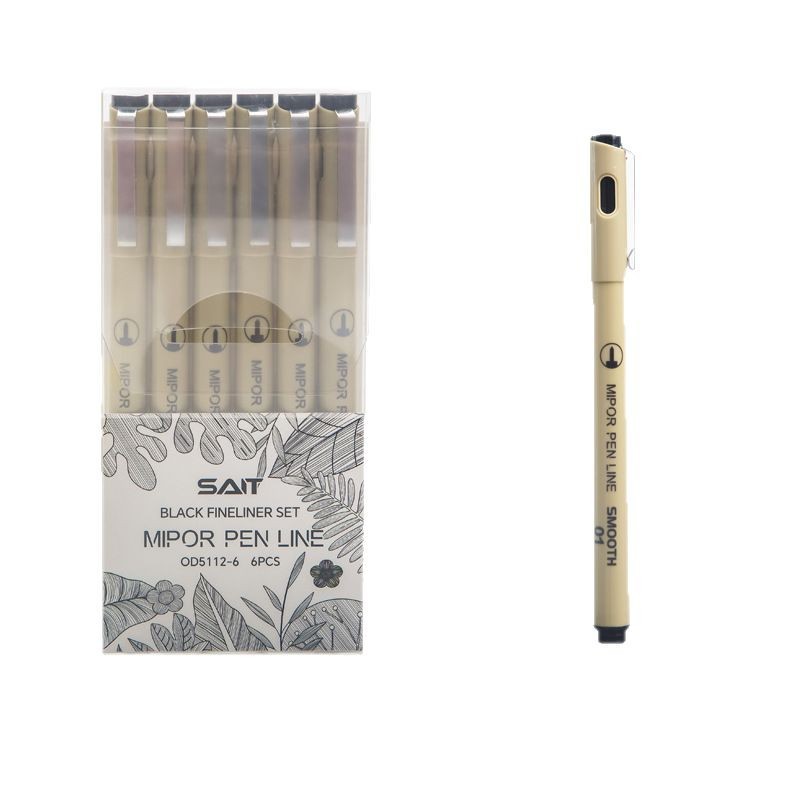 6 pcs boxed hook line pen hairline rule waterproof painting needle pen student art drawing pen wholesale