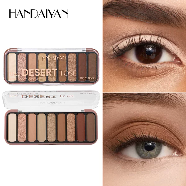 Cross-Border Eyeshadow Palette in Earth Tones, Matte Finish, Handaiyan New Model, Fine Shimmer, Multi-Use Nine-Color Eyeshadow Palette