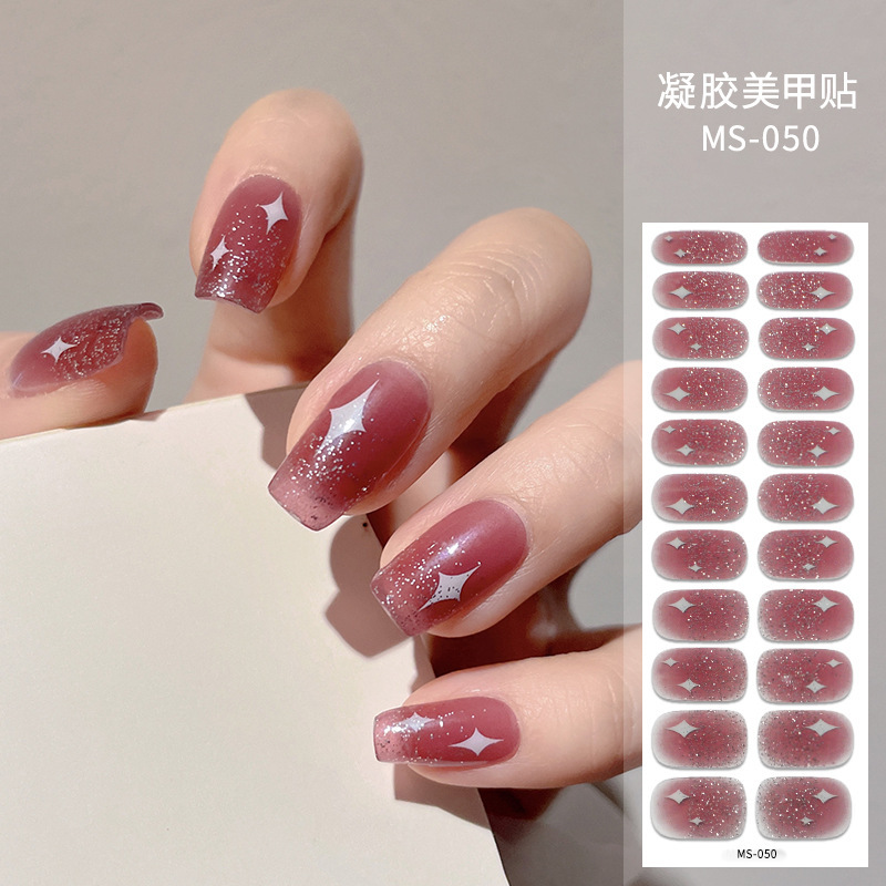 Cross-Border Autumn and Winter No-Bake Gel Stickers Christmas Nail Stickers Gradient Nail Art Stickers 22-Finger Full Nail Stickers Ins Style