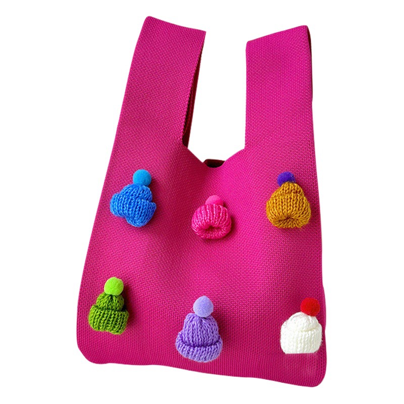 Dopamina lindo Navidad sombrero tridimensional de punto bolso de hombro estilo coreano versátil de gran capacidad bolsa de mano