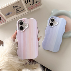 ニッチなグラデーションストライプ iPhone16pro max/Apple17/15/14対応 マットウェーブケース