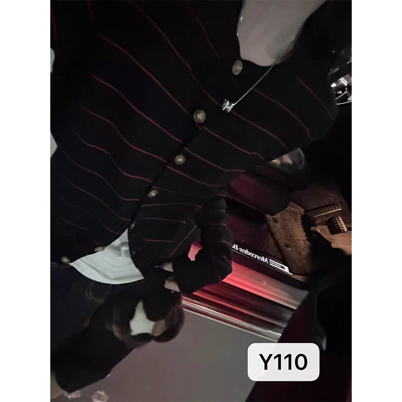 撞色条纹针织毛织开衫毛衣外套春秋新款宽松上衣女装时尚高级感|undefined