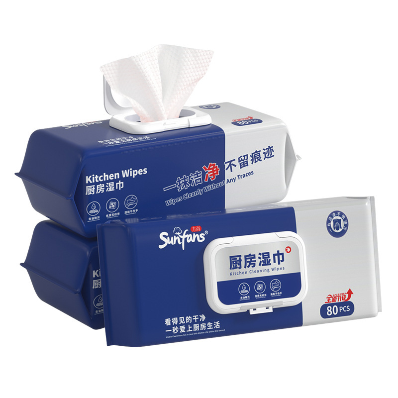 キッチン油汚れ除去用ウェットティッシュ、特大・極厚、家庭用80枚入り大容量ウェットティッシュ、キッチン掃除用ウェットティッシュ|undefined