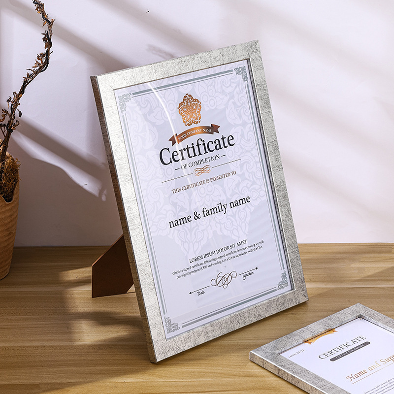 Advanced Certificate of Authorization Mounting Frame Simple A4 Golden Photo Frame Empty Frame Table silver A3 Honor Certificate Display Frame