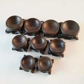 水晶球底座葫芦底座文玩核桃水晶球凹面底托工艺品保健球木托架子