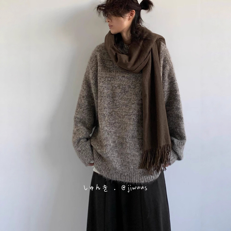 Autumn and Winter Retro Solid Color Knitwear for Men and Women, Lazy Style, Loose and Versatile Basic Couple Sweater Jacket
