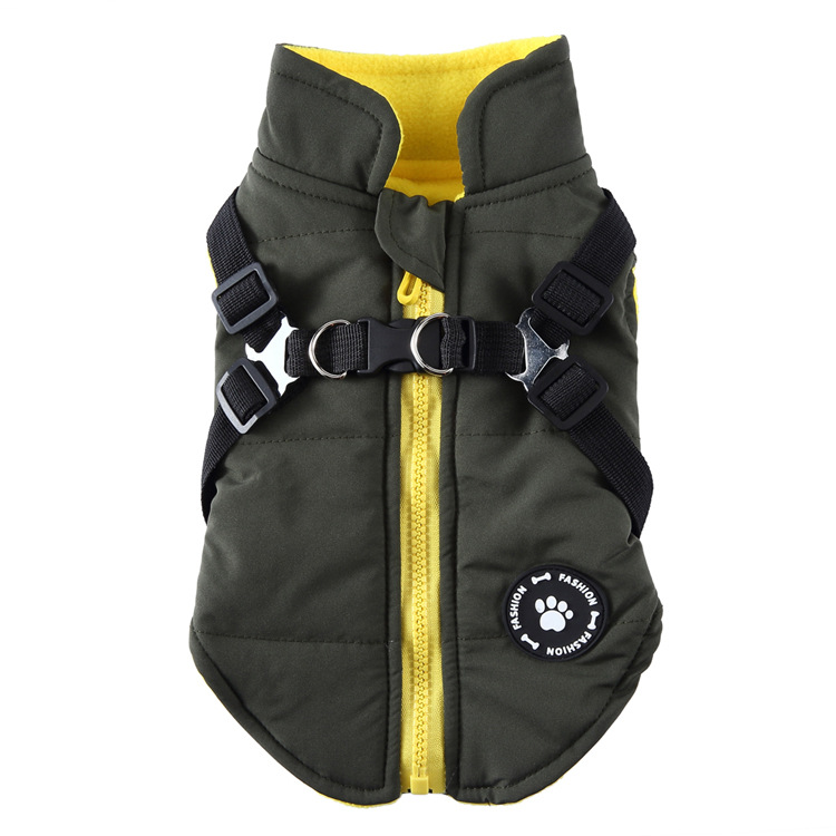 Ropa vendedora caliente transfronteriza para perros Teddy chaqueta de cubo francés correa para el pecho ropa de algodón acolchado cremallera de estilo británico ropa de invierno para mascotas