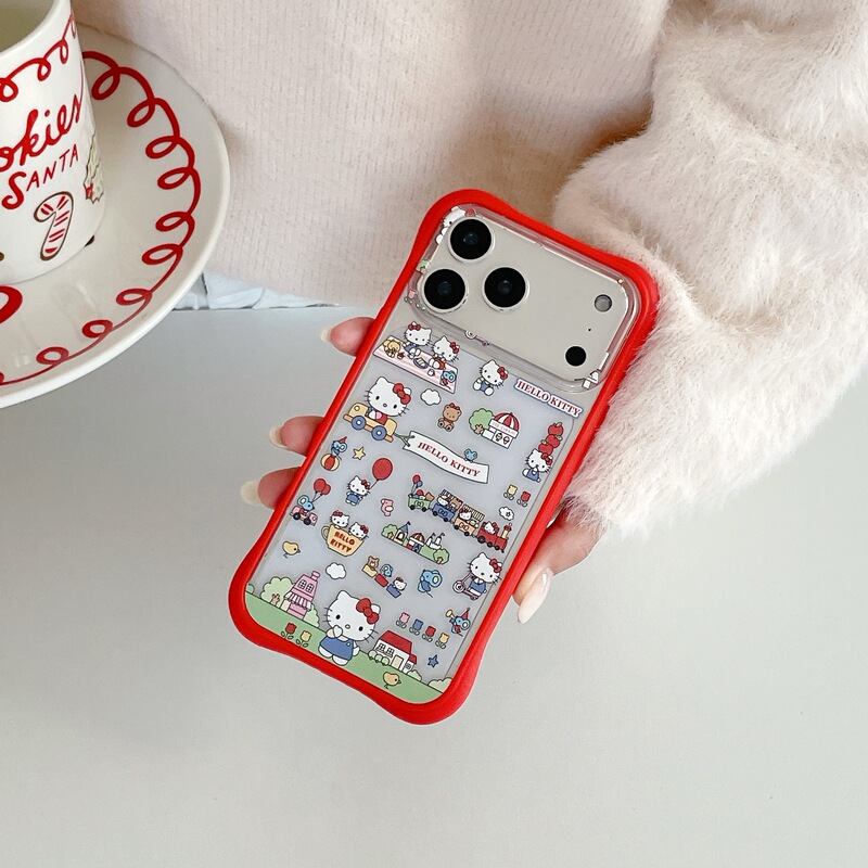 Cute Cartoon Red Edge Kt Cat Suitable for Iphone17Promax Apple 16 Mobile Phone Case Hello Kitty