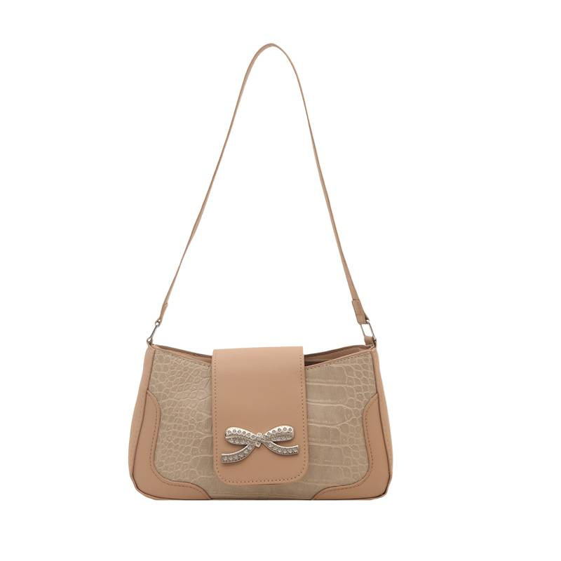 Retro Schultertasche Mit Schleife Für Damen Kleine Patchwork Tasche_voghion.com