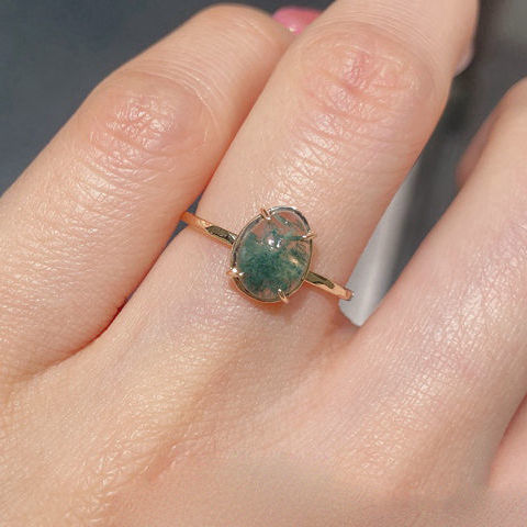 해초 녹색 마노 반지