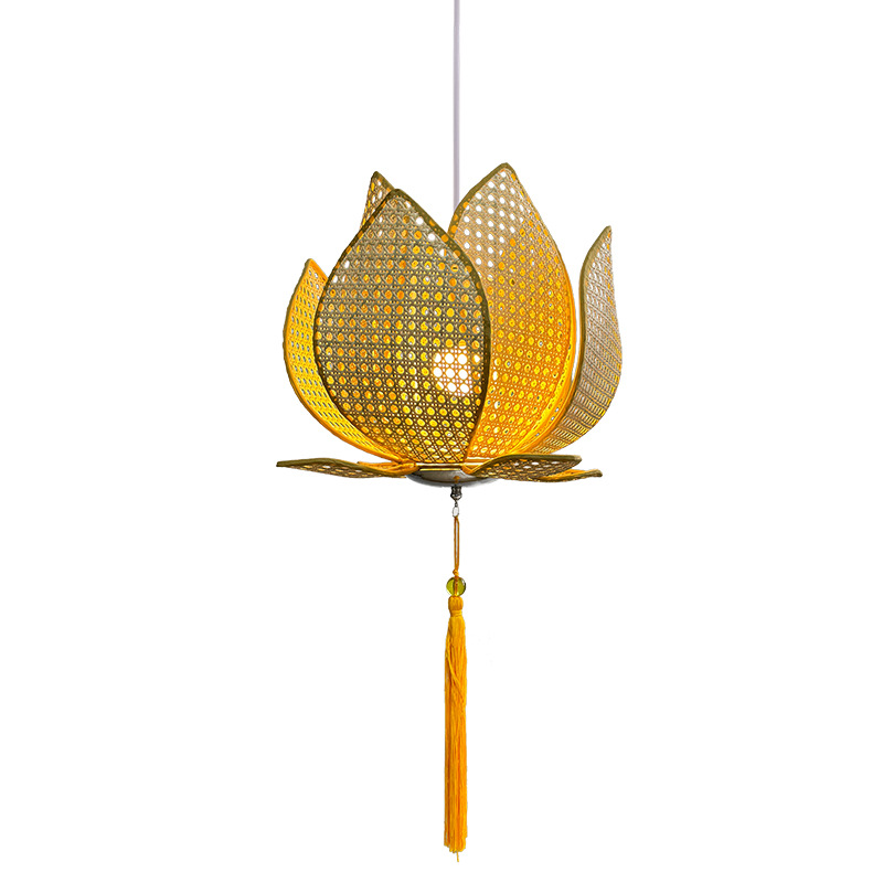 Nueva lámpara de loto china clásica lámpara de loto china estilo zen sala de estar sala de té comedor bar lámpara de caña