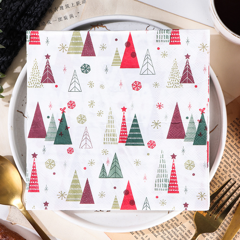 パーティーパーティーパーティー装飾クリスマスツリーギフトボックスカラーペーパータオルプリントナプキン家庭用ティッシュ|undefined