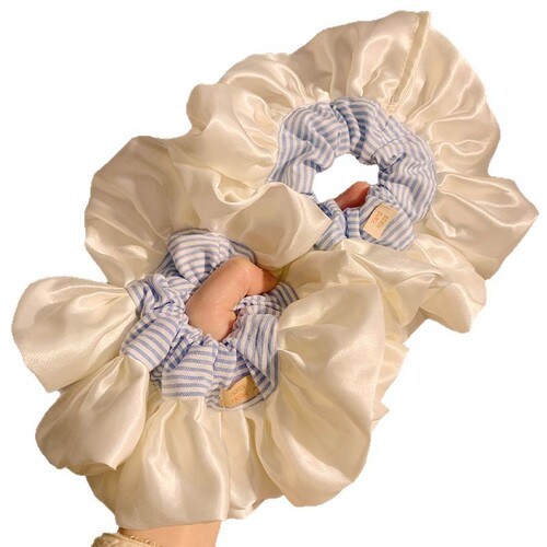 Korean-Style High-End Large Intestine Hair Tying Band for Women - Extra Large Square Scarf Hair Tether with High Elasticity, Durable Rubber Bands, Early Spring Accessory