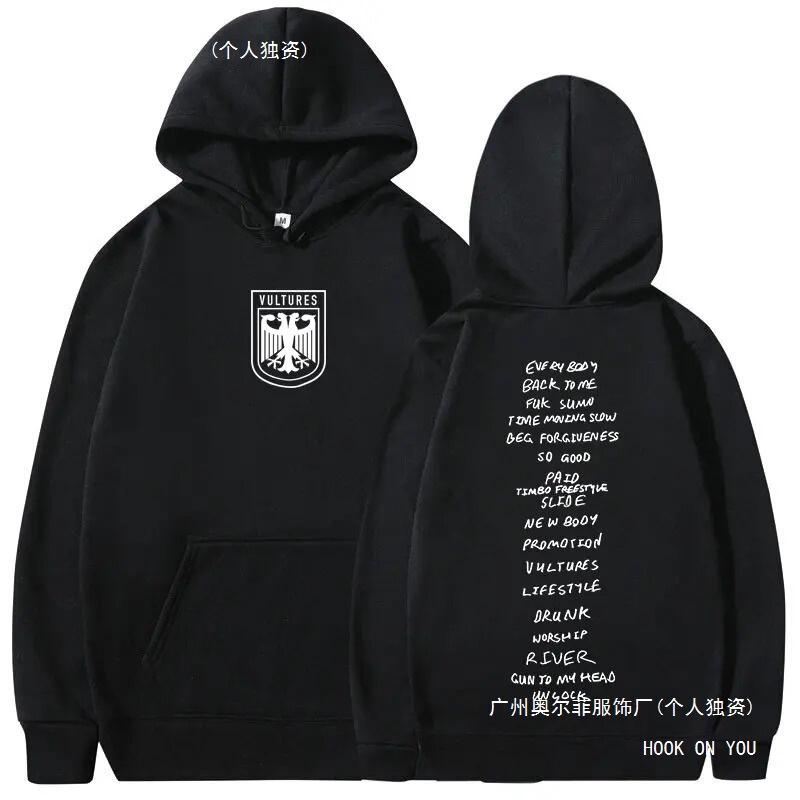 2024 foreign trade rapper Kanye West Vultures album hoodie men and women hoodie