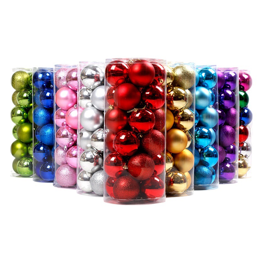 Decoraciones navideñas promocionales Bolas navideñas 24 bolas coloridas Bolas brillantes Centro comercial Decoraciones para tiendas arreglos de techo