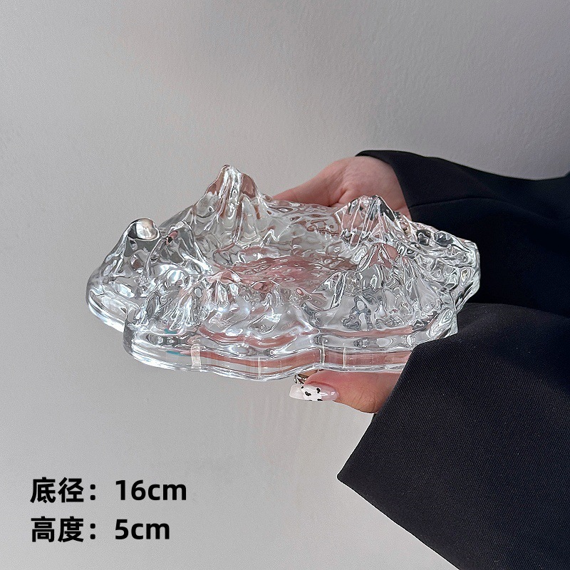 Cenicero de vidrio de oficina personalidad creativa cenicero doméstico de alto nivel sensación de sala de estar iceberg cenicero lujoso