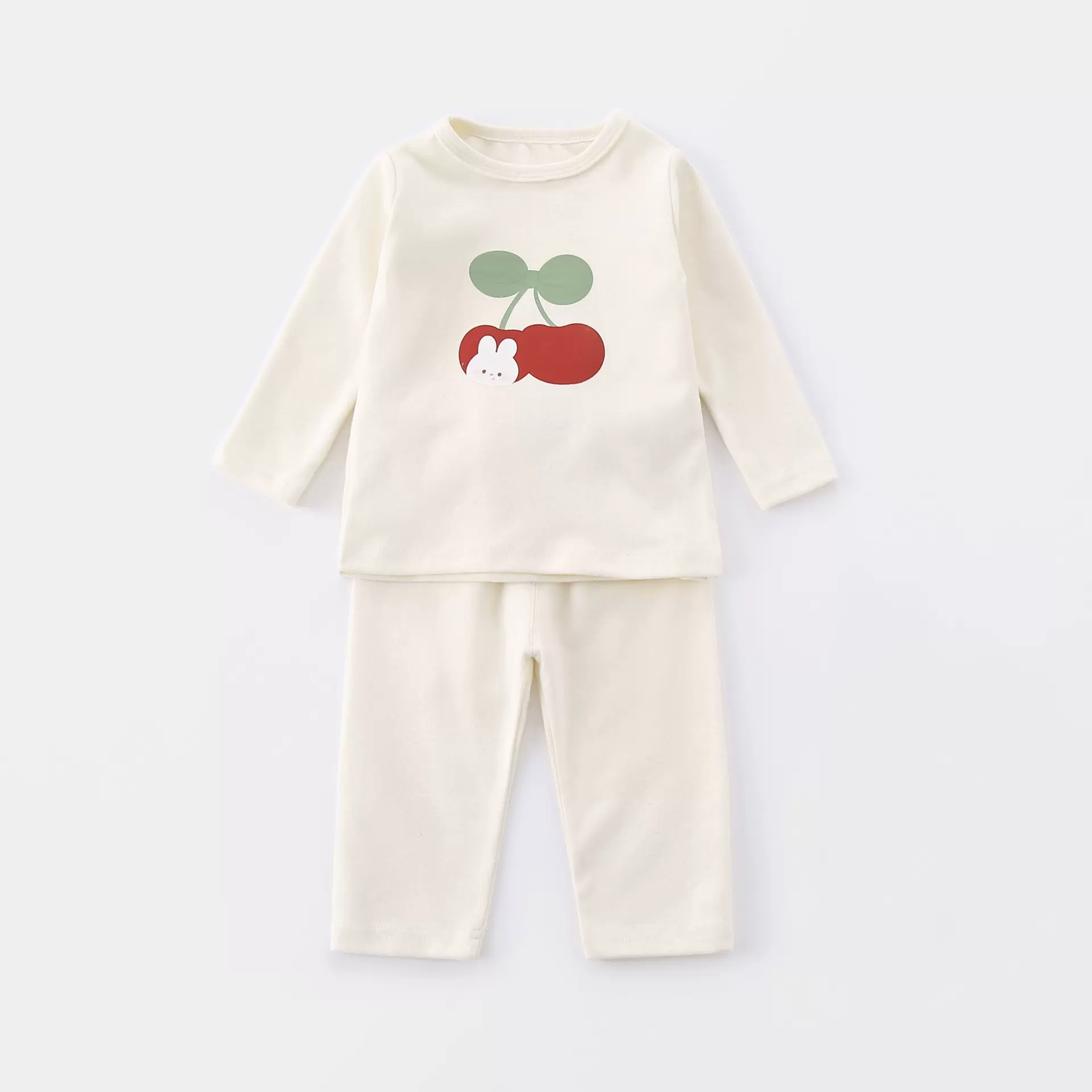 婴幼儿女宝宝兔子印花秋冬季儿童可爱卡通家居服睡衣保暖内衣套装