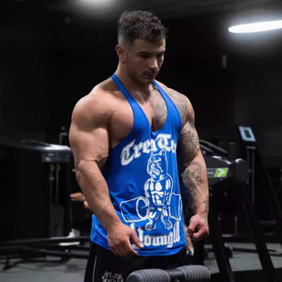 2024 European and American-style Explosions New Men's I-shaped Vest Sports Fitness Hurdle Sleeveless Cotton Loose Running Waistcoat