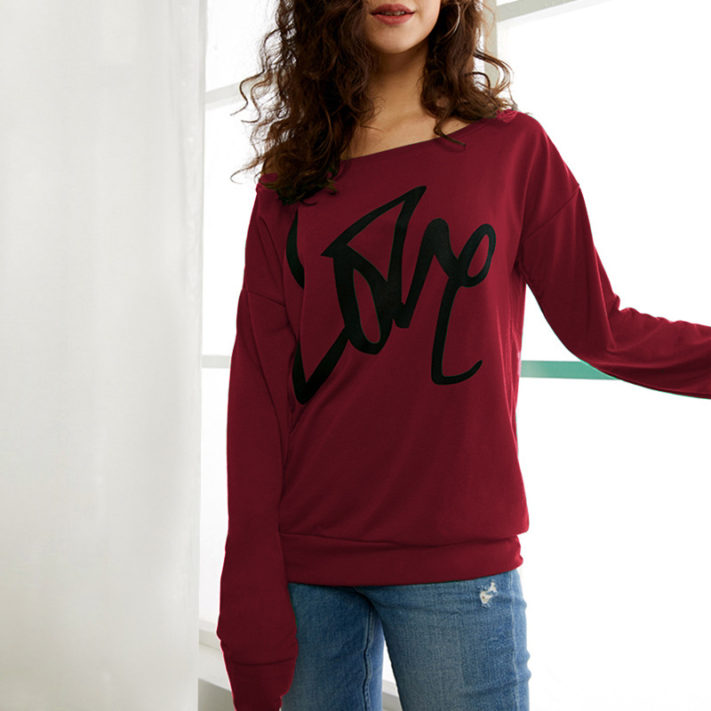 print round neck slim long-sleeved sweatshirt NSOY125442