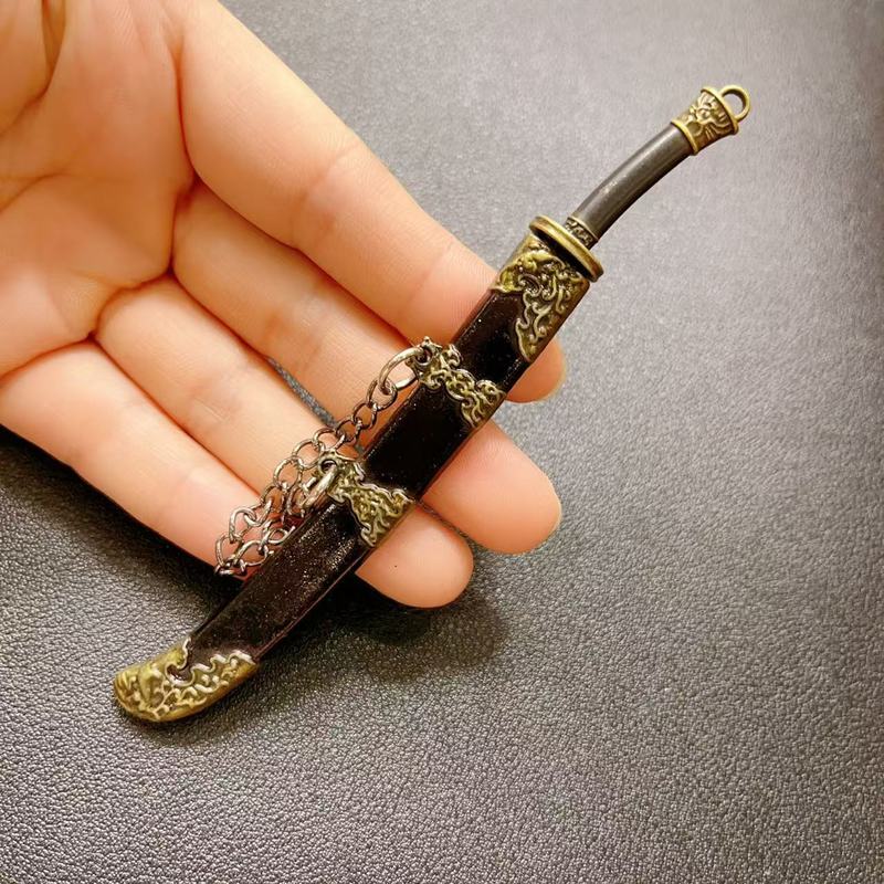 古代名剑刀剑小型mini剑秦始皇剑唐横刀金属兵器摆件合金玩具刀|undefined