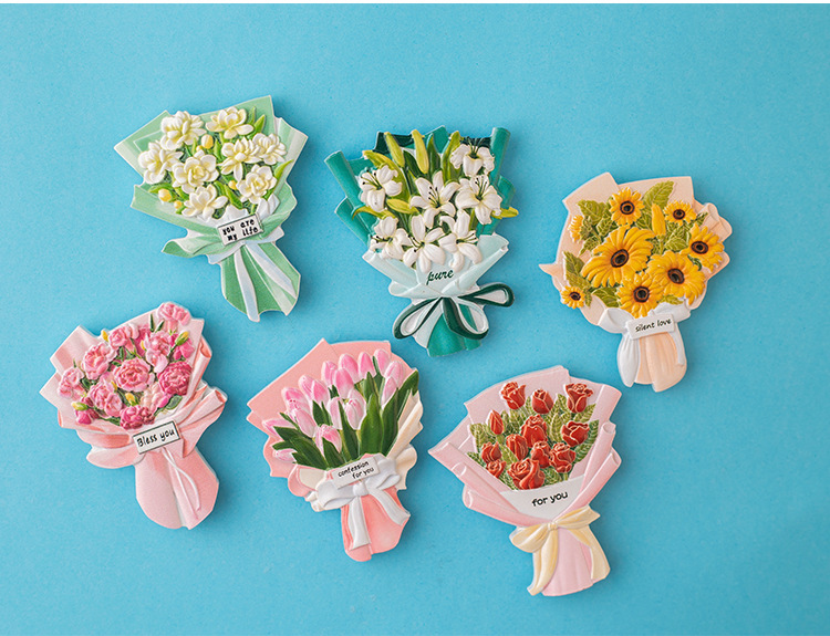 Fashion Synthetic Resin Three-dimensional Bouquet Refrigerator Sticker display picture 2