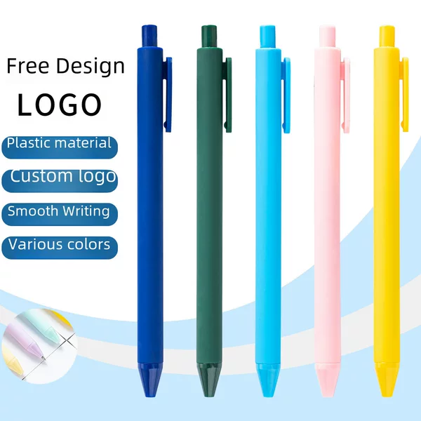 Customized Macaron Morandi Color Plastic Pens with Custom Logo Advertising Pens Candy-Colored Spray-Coated Ballpoint Pens