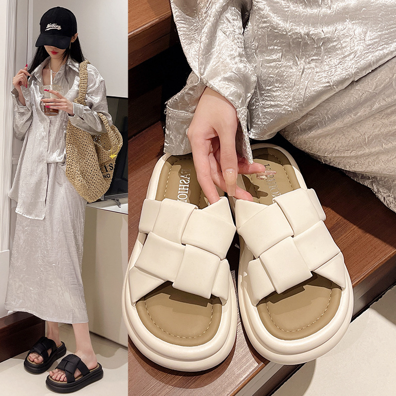woven women's slippers platform for leisure