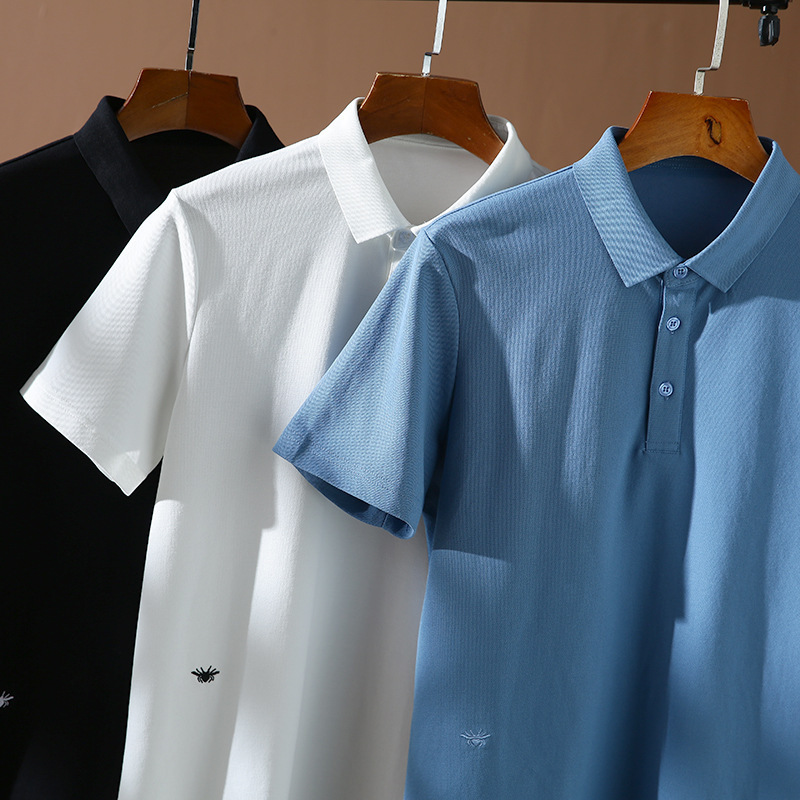 Spider Embroidery! Seamless Craftsmanship, Sorona Cooling Fabric, Summer Men's Polo Shirt, Cool and Breathable T-Shirt
