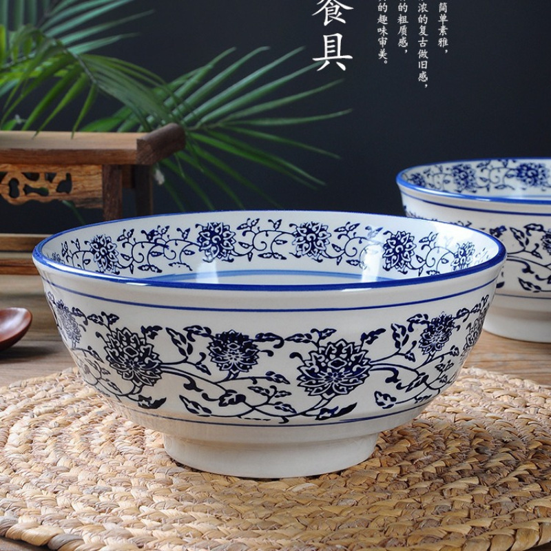 青花磁器麺鉢、業務用レストラン専用麺鉢、大鉢、カタツムリ麺鉢、ラーメン鉢、チャーハン麺鉢|undefined