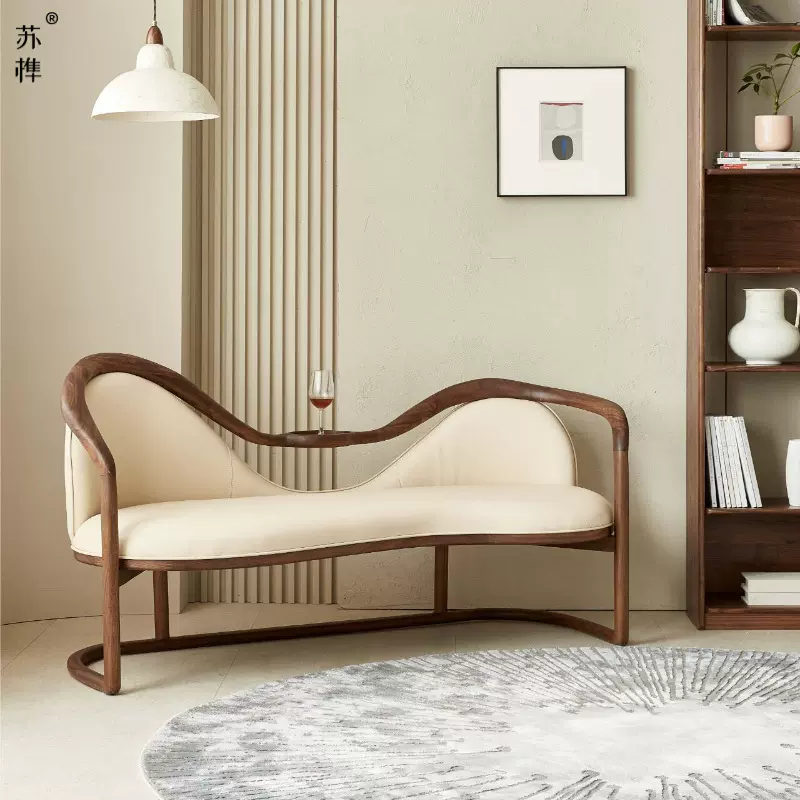 新中式实木罗汉床沙发两用客厅沙发椅禅意黑胡桃直排休闲椅罗汉椅