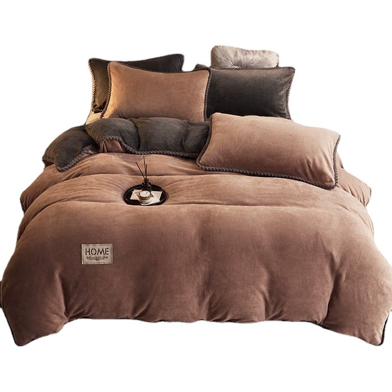 Сгущенный молочный бархат набор из четырех частей хрустальный бархат теплые простыни