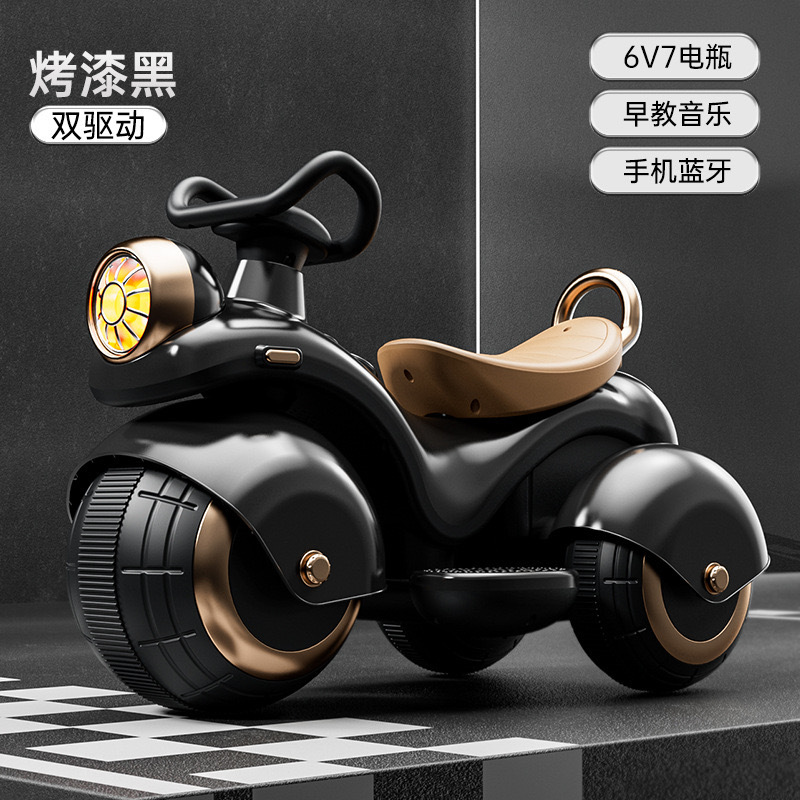 Niños motocicleta eléctrica de doble tracción triciclo coche de batería para niños coche de juguete de control remoto para niños se puede sentar
