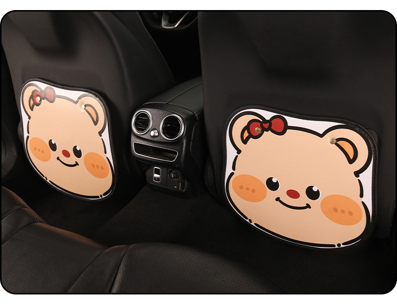 Women's Cute Cartoon Chair Back Anti-Kick Pad Car Seat Back Anti-Stain Pad Long Short Couple Bear