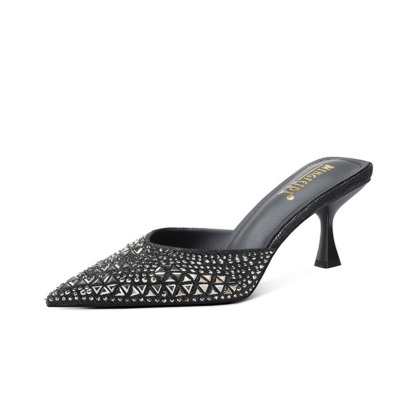 Red infrarroja vestida con tacones de diamante zapatillas de tacón alto para mujeres 2026 nuevo verano puntiaguda zapatillas de cabeza de paquete versátil image 3