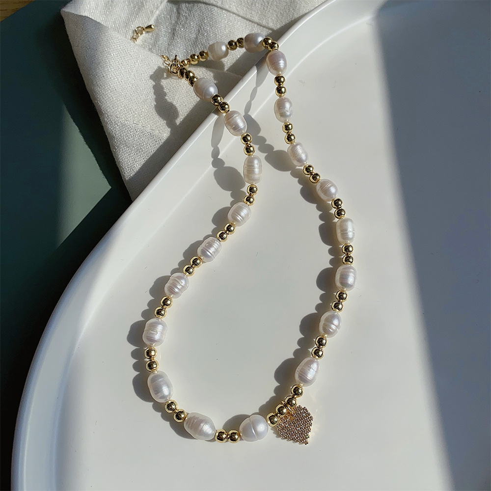 Lady Sun Pearl Metal Plating Zircon Necklace 1 Piece