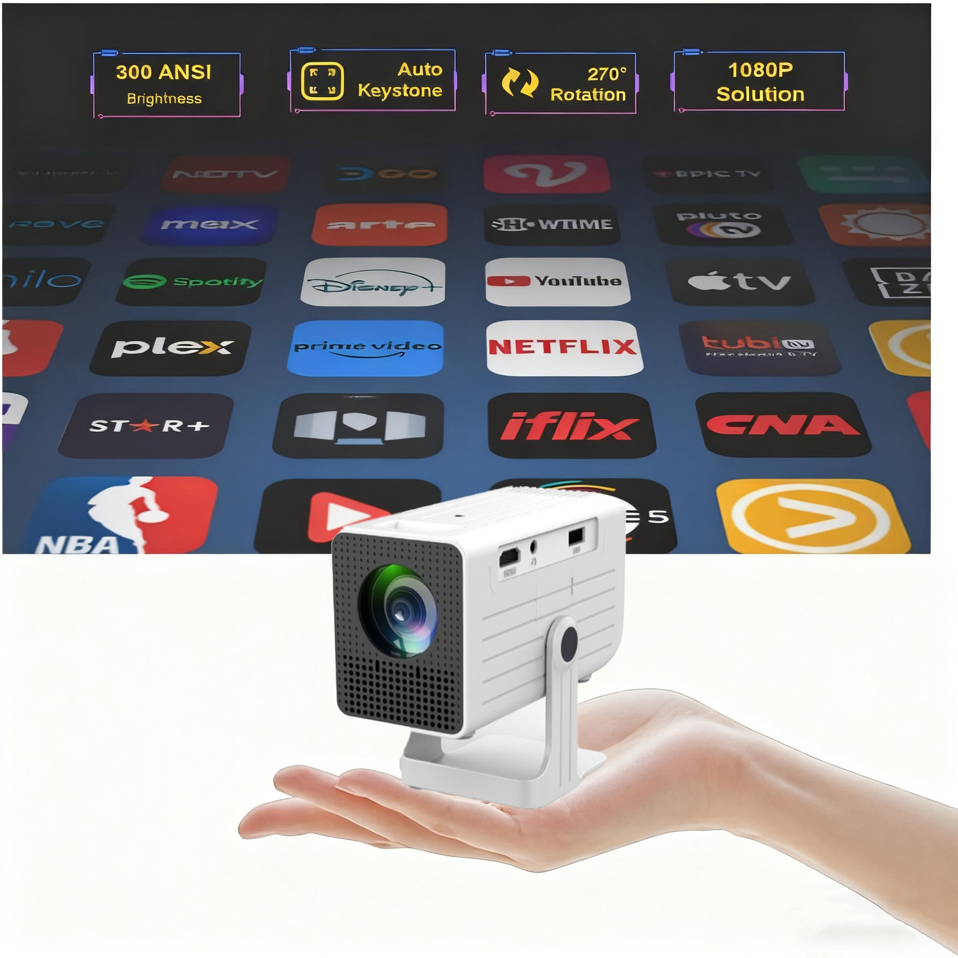 2026 Cross-Border Foreign Trade Hot-Selling Household Mini Portable Projector Android Outdoor Home Theater Factory Wholesale