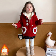 女童外套秋冬装2025新款洋气儿童保暖加绒加厚小鸭子冬装毛呢大衣
