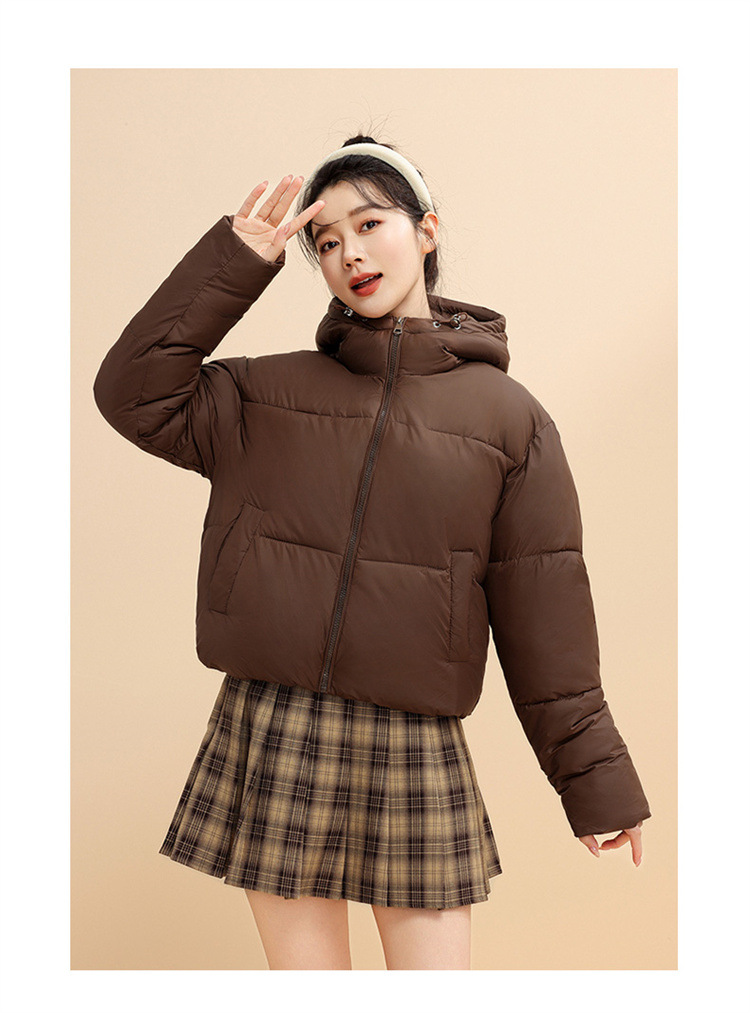 Chaqueta corta con capucha para mujer, estilo coreano, de invierno, corta, gruesa, cálida, de algodón, para mujer_voghion.com