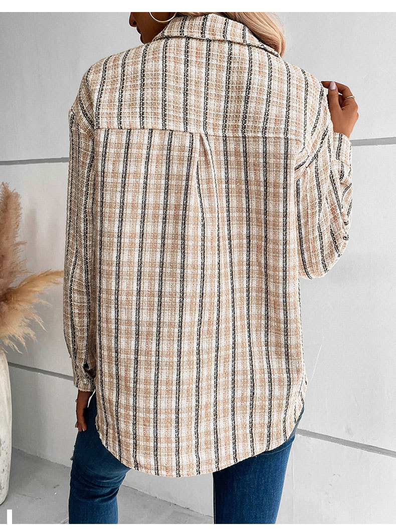 Women's Retro Plaid Cardigan Coat Lightweight Stylish Outerwear_voghion.com