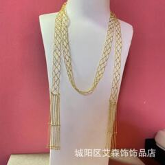 ネックレスの中古風の新型の純色の金の数珠のネックレスはネットを編みます。